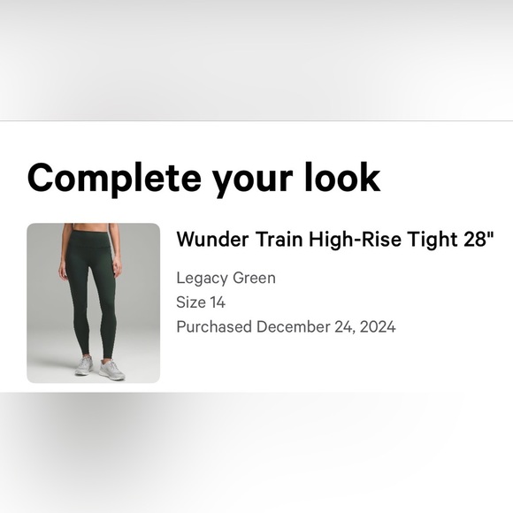 Lululemon Wunder Train High-Rise Tight 28” Leggings Legacy Green (Size 14) - Picture 4 of 4
